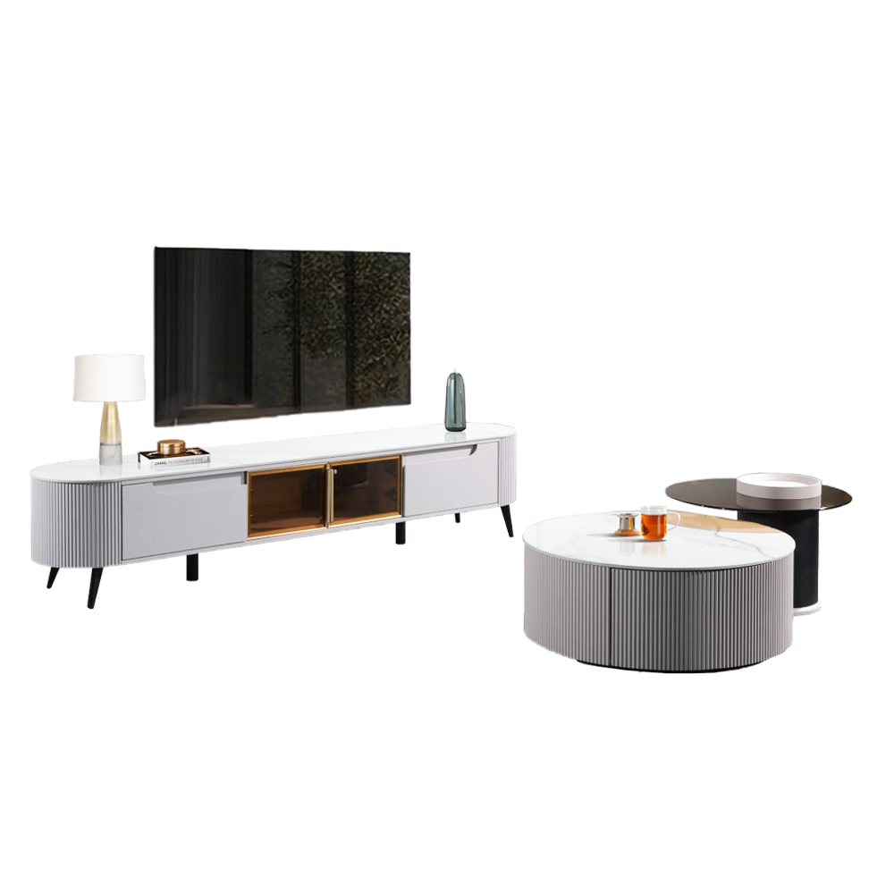 HIQ-A1 6.5Ft Ceramic Tv Cabinet With Ceramic Coffee Table