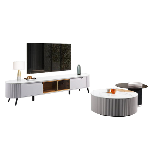 HIQ-A1 6.5Ft Ceramic Tv Cabinet With Ceramic Coffee Table