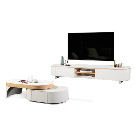 HIQ-A 6.5Ft Ceramic Tv Cabinet With Ceramic Coffee Table